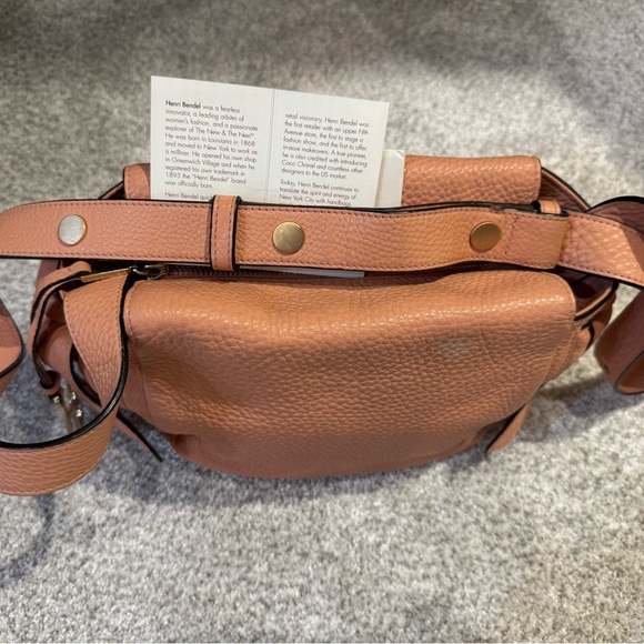 Henri Bendel Windsor Cross Body Purse Muted Clay Leather Knot Bow Side Med - Picture 11 of 14